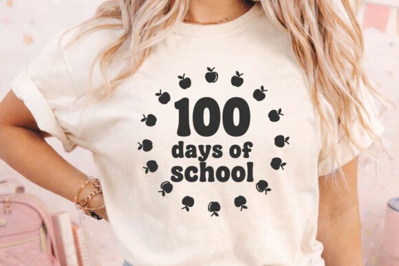 Apple Circle 100 Days School SVG and PNG