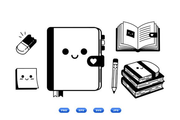Charming Kawaii School Stationery SVG Pack