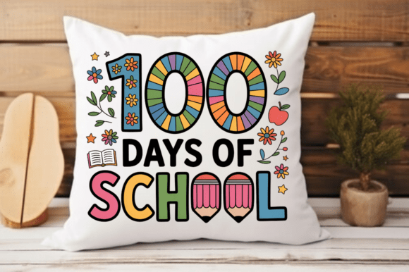Faux Yarn 100 Days of School PNG Design