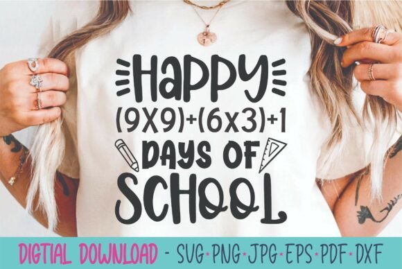Happy 100 Days of School SVG - Math Embroidery