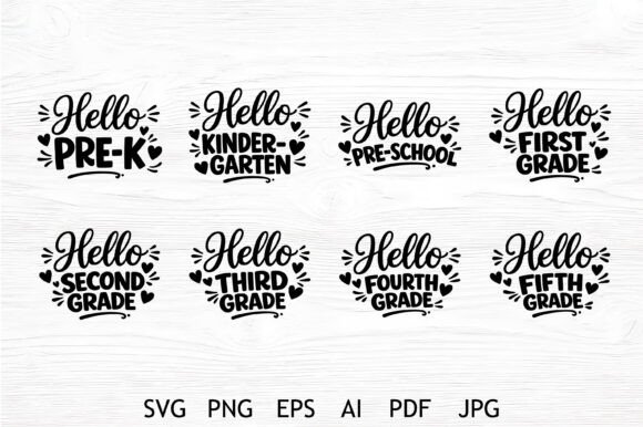 Hello School Grade SVG Bundle for Embroidery