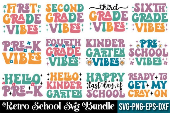 Retro School SVG Design Bundle for Embroidery