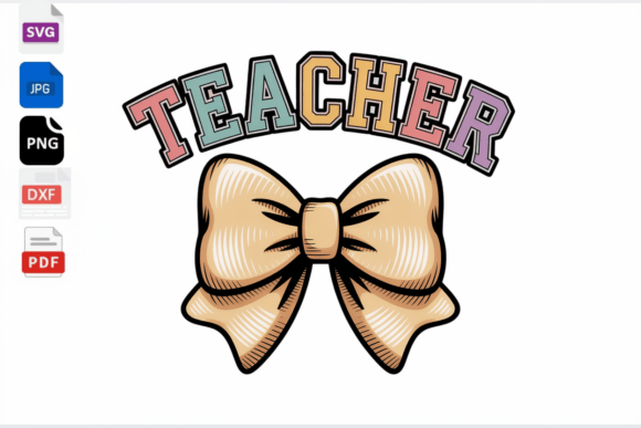 Retro Teacher Bow SVG PNG DXF Files