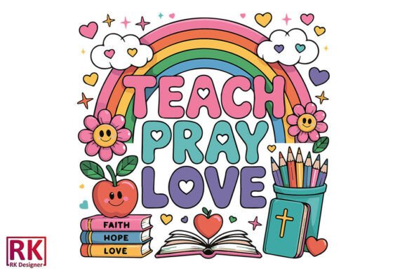 TEACH PRAY LOVE: A Charming Boho SVG for Embroidery