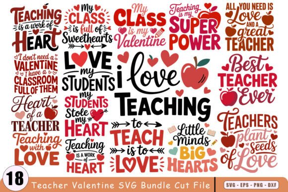 Teacher Valentine SVG Bundle for Embroidery